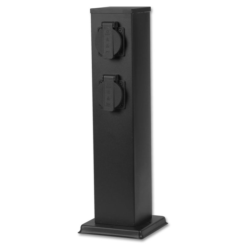 Słupek ogrodowy elektryczny 4x gniazdo 230V czarny 40cm IP44 MasterLED