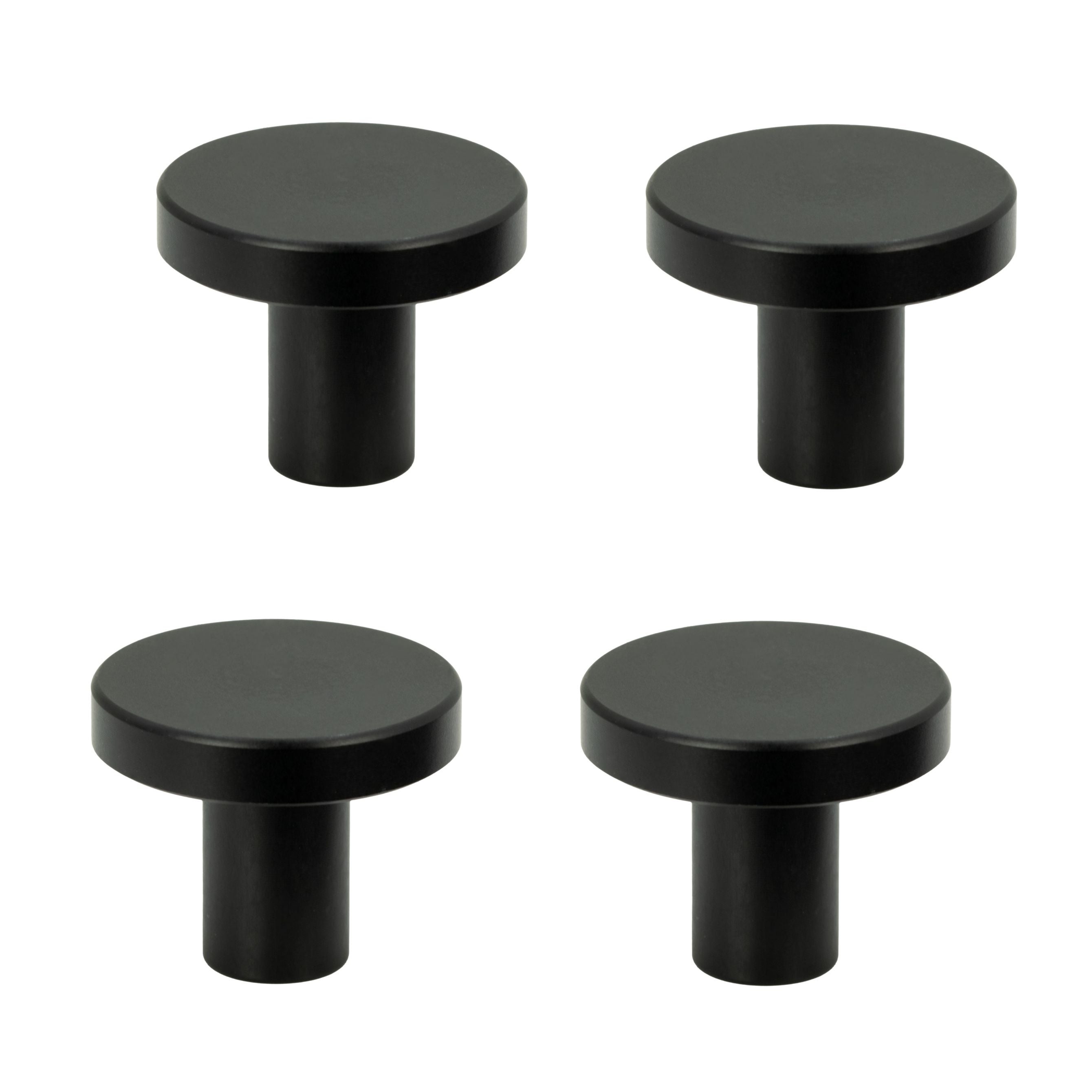 4 x Gałka meblowa okrągła czarna metalowa 2,5 cm