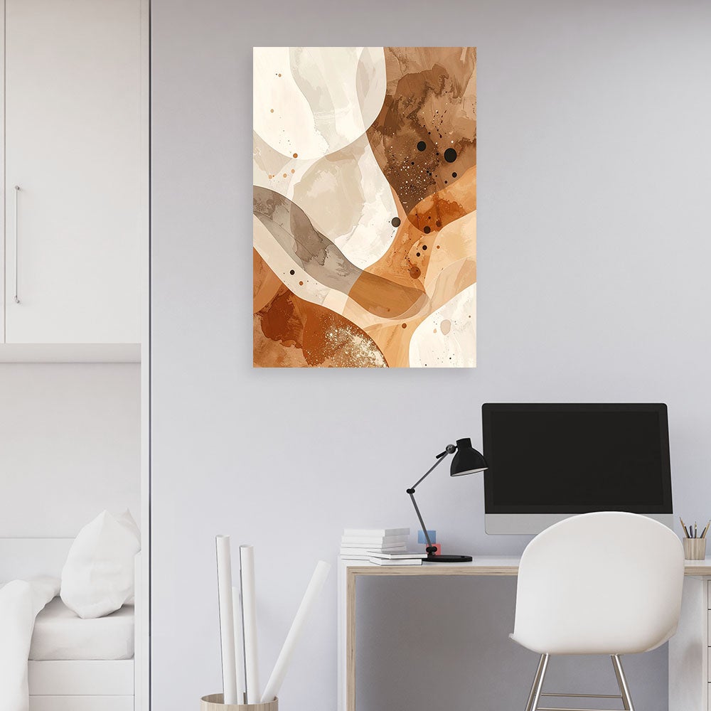 Obraz do salonu sypialni biura hotelu spa, Abstrakcja Pastelowa w beżowo brązowych odcieniach 30x45