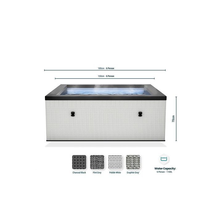 Spa semi-rigide NetSpa Idaho Charcoal Black carré (4 à 6 places) - Wifi - 2