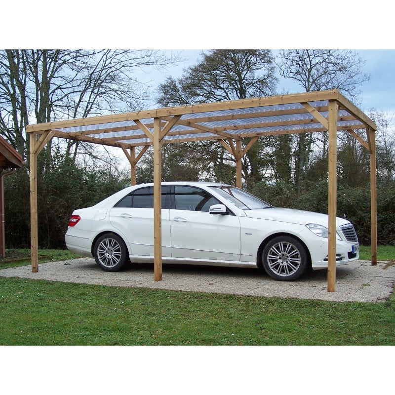 Pergola de jardin en bois traité thermiquement 302 x 500 cm – abri voiture avec toit en PVC transparent – ​​poteaux 70 x 80 mm – TH3051S2 Foresta - 6