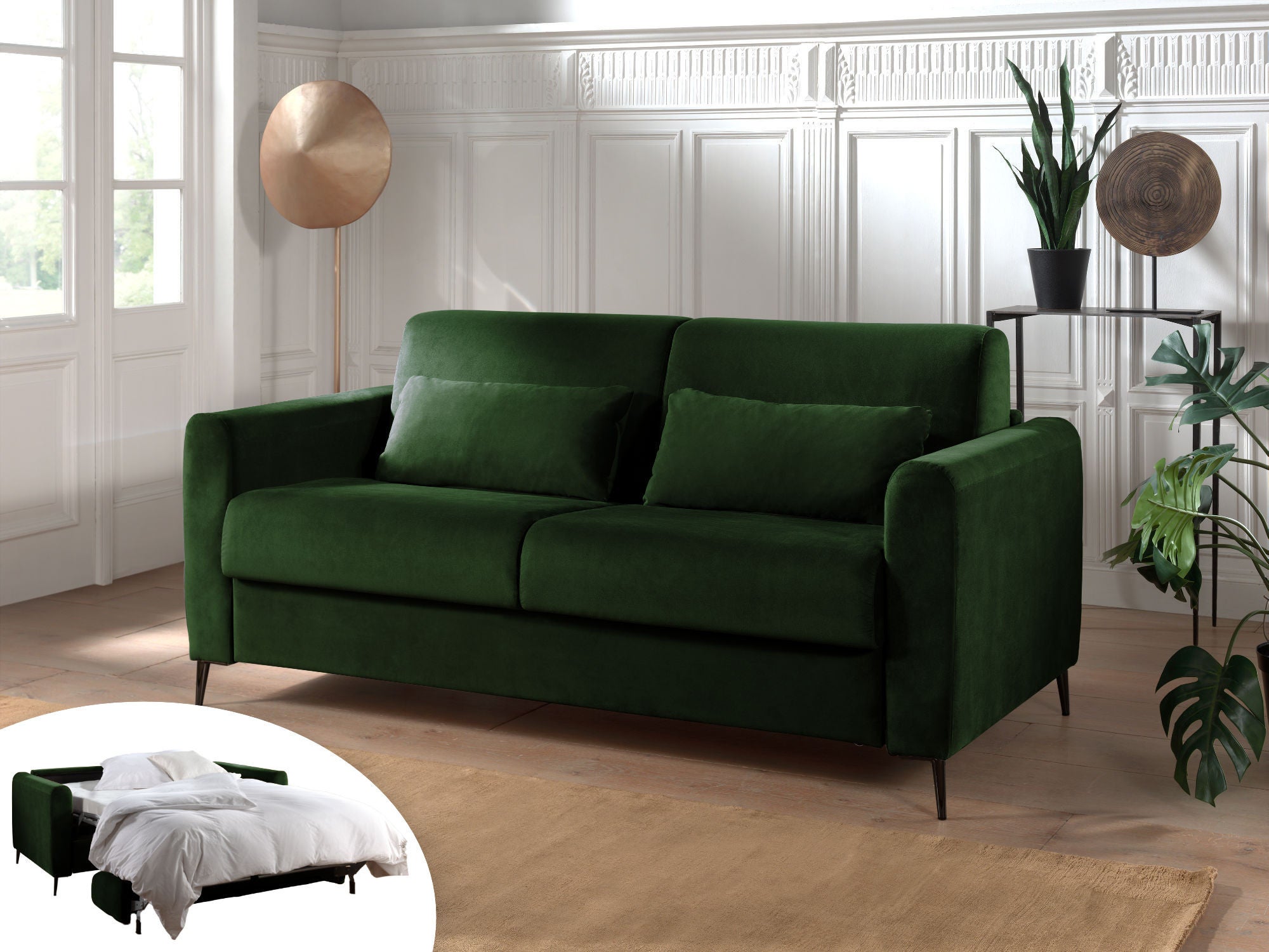 URGENT : Canapé Convertible 3 Places Ikea – Vert Amande – Lit Double