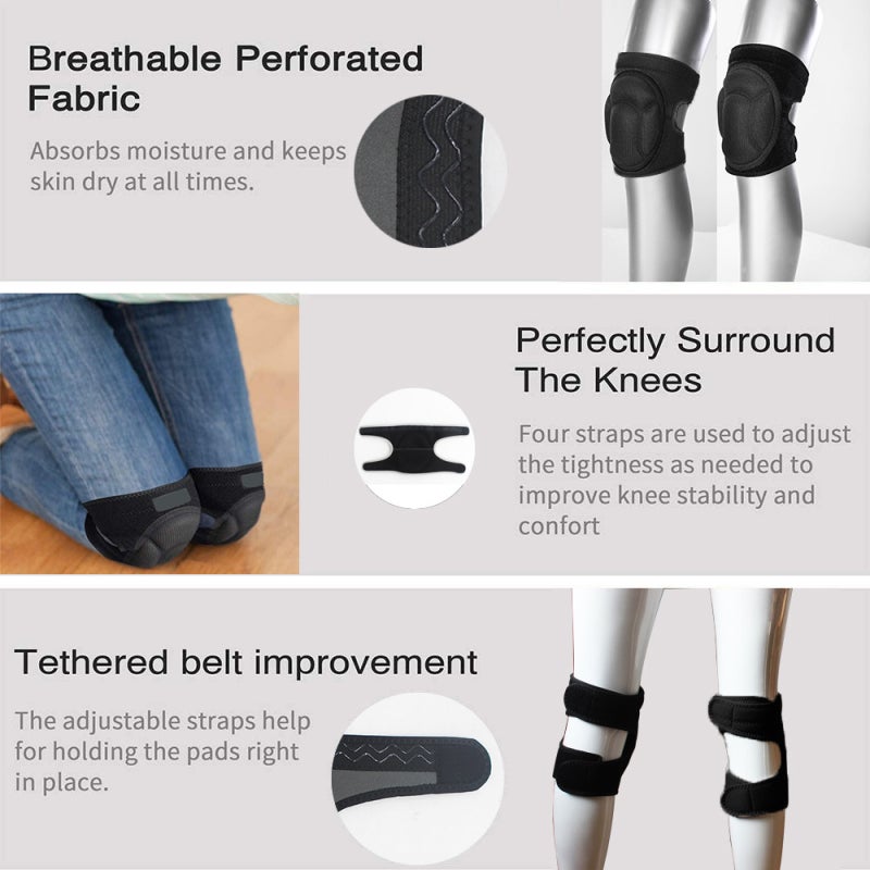 Joelheiras de espuma anti-impacto, equipamento de proteção esportiva, para corrida e dança, tamanhos grandes, pretas. - 6