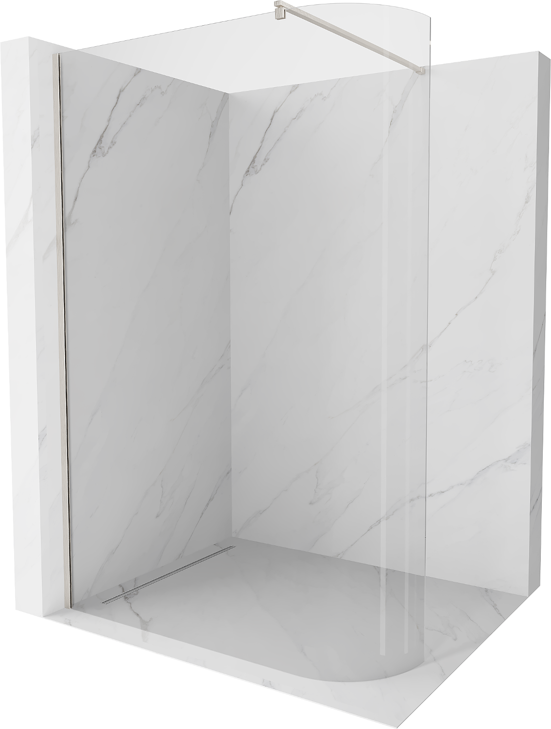 Mexen Kioto-R ścianka prysznicowa zaokrąglona Walk-in 130 x 200 cm, transparent 8 mm, nikiel szczotkowany - 800-130-101-97-06