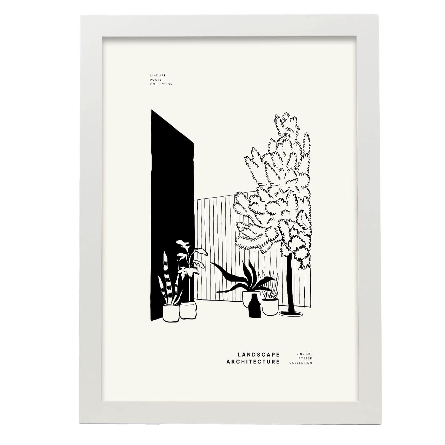 Nacnic póster pop art abstracto. plantas de patio trasero ilustraciones artísticas modernas para la decoración de interiores. con marco blanco - a3