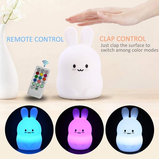 Luce notturna a forma di coniglio, ricaricabile tramite USB, in silicone, simpatica, luce notturna per camera da letto, 3 modalità, in silicone, ricaricabile, design a forma di coniglio per Luce notturna a forma di coniglio, ricaricabile tramite USB, in silicone, simpatica, luce notturna per camera da letto, 3 modalità, in silicone, ricaricabile, design a forma di coniglio per