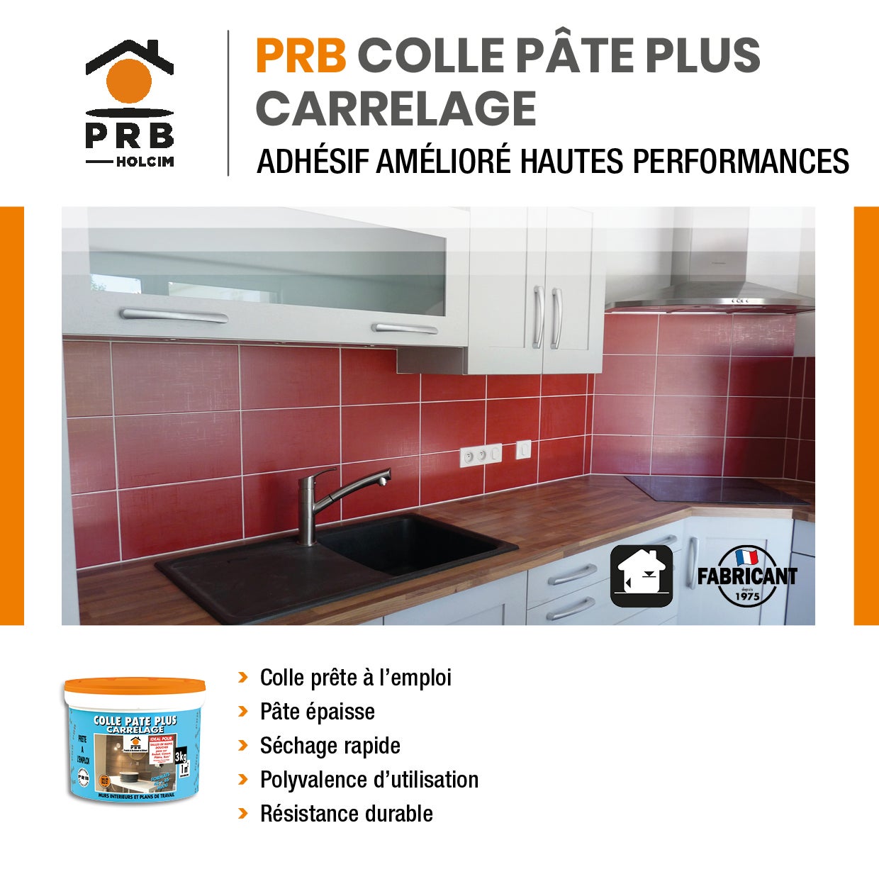 Colle Pâte Plus Carrelage 3kg - Prête à l’Emploi, Haute Adhérence - Pose de Carrelage Mural Intérieur - Tous Supports Standards - 2