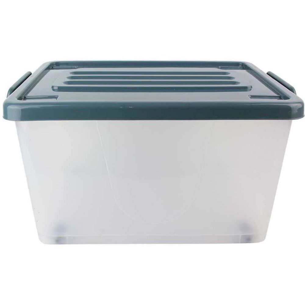 Boîte de Rangement - JE CHERCHE UNE IDEE - 60 L - Plastique - Sur Roulettes - Transparente - Grise - 5