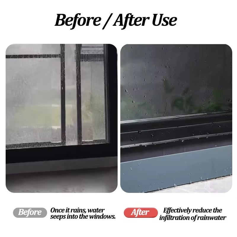 Barra de bloqueo de agua para ventanas de 200 cm, tira de sellado impermeable para deflectores de agua y bordes de ventanas. - 4