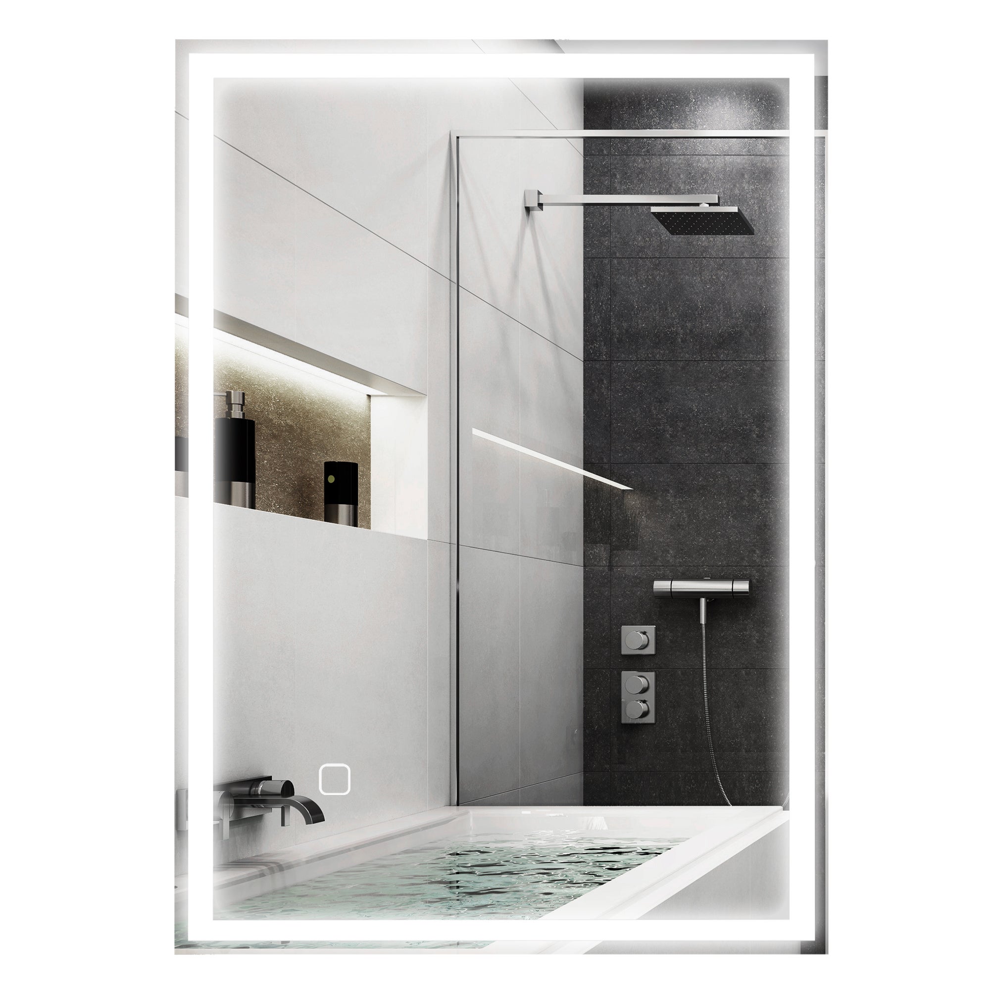 Miroir de salle de bain, miroir mural avec LED et interrupteur tactile — free download