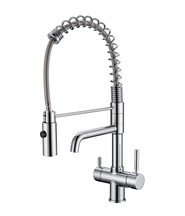 Robinet mitigeur en Inox - 3 voies flexible douchette MILANO