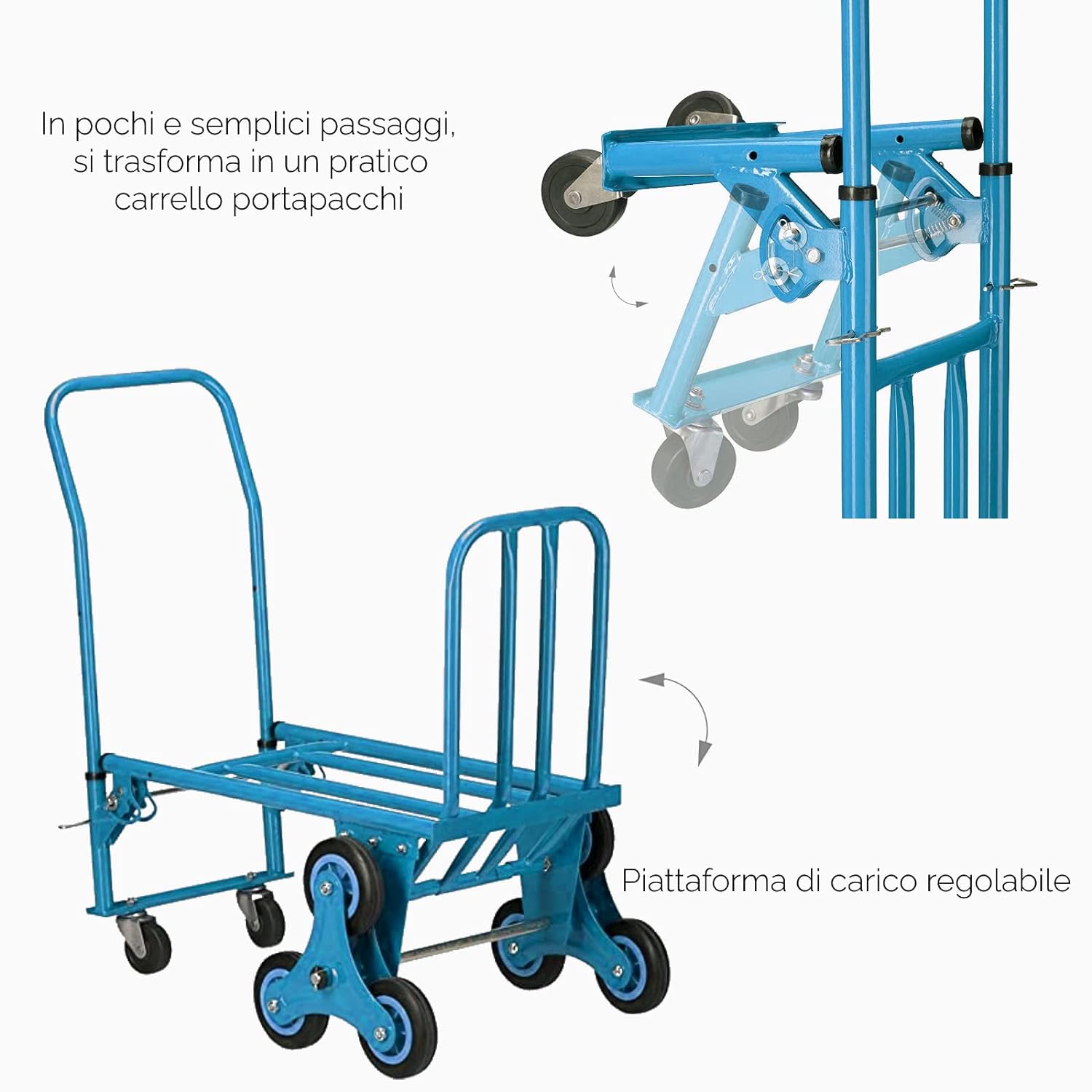 Chariot d'escalier avec 8 Roues, portée Max 200 kg, Chariot Porte-Colis Pliable - 3