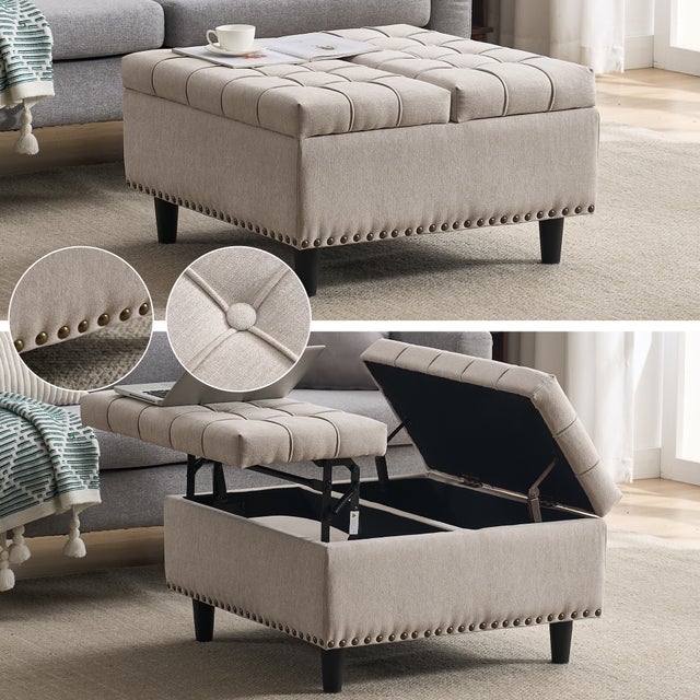 HomCom Pouf Poggiapiedi Sgabello Tondo Imbottito in Ecopelle, Nero HomCom Pouf Poggiapiedi Sgabello Tondo Imbottito in Ecopelle, Nero