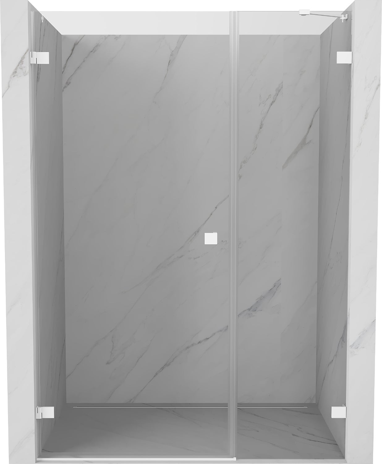 Mexen Lunar-B drzwi prysznicowe uchylne lewe 150 cm, transparent, białe - 832S-150-050-20-00-L