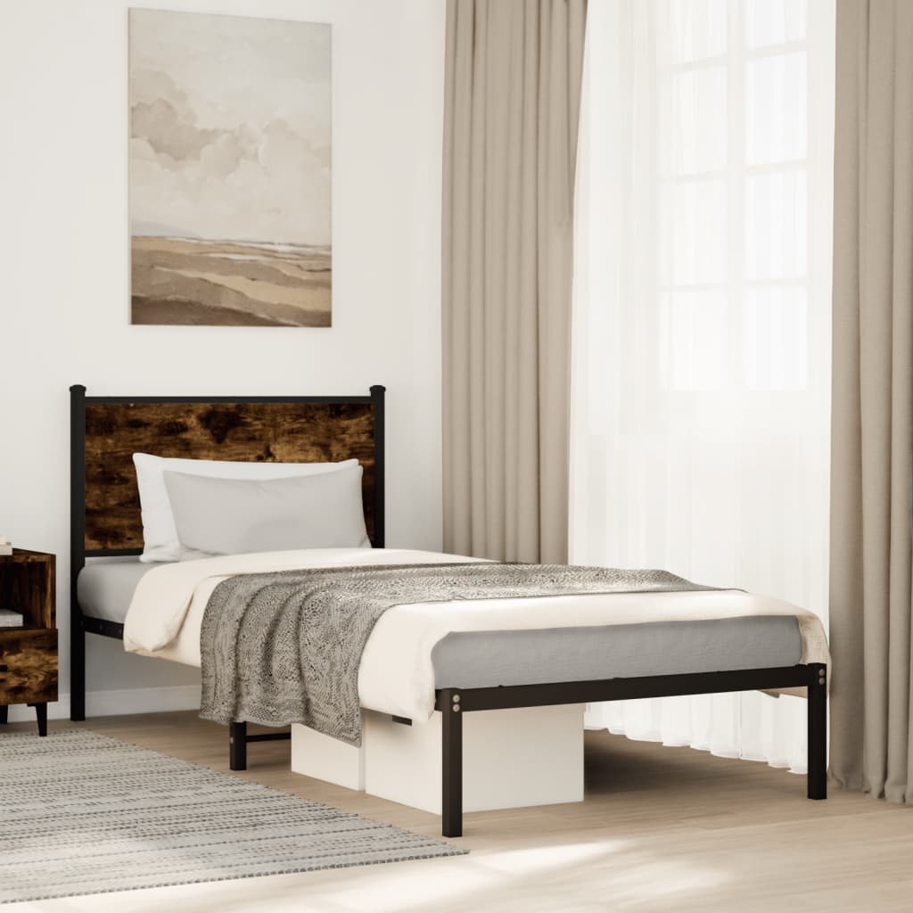 Łóżko Metalowe Czarne Rama łóżka Ze Stelażem Łóżko Do Sypialni Pokoju 90x190 cm