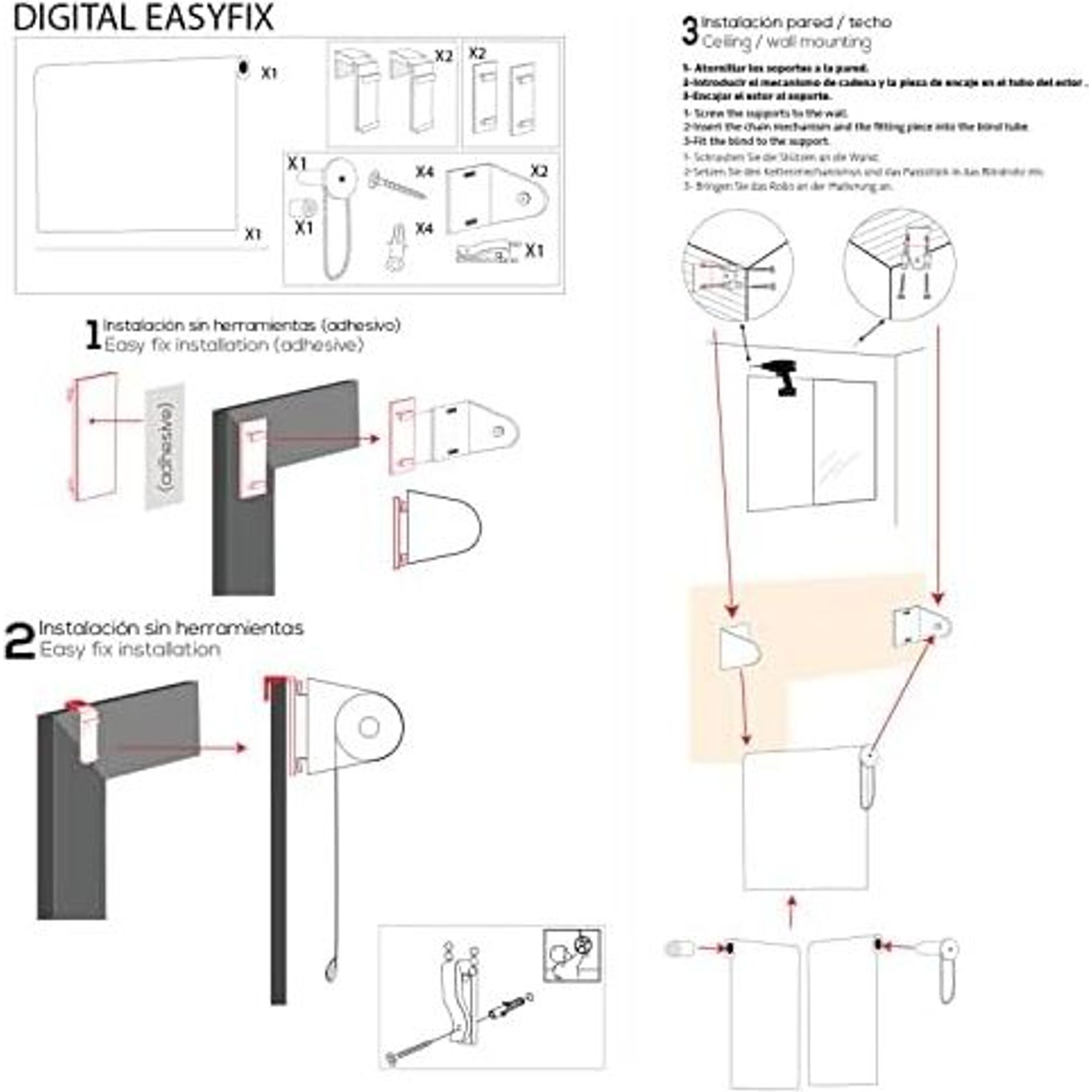 Ecommerc3 | estor enrollable tamaño 55x150 montaje sin herramientas - estor sin taladrar tamaño tela 52x145
