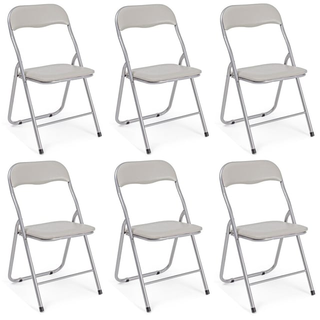 Set Di 6 Sedie Pieghevoli Con Struttura In Ferro Imbottite Salvaspazio Per Giardino Sala Riunioni Eventi Cucina Tortora