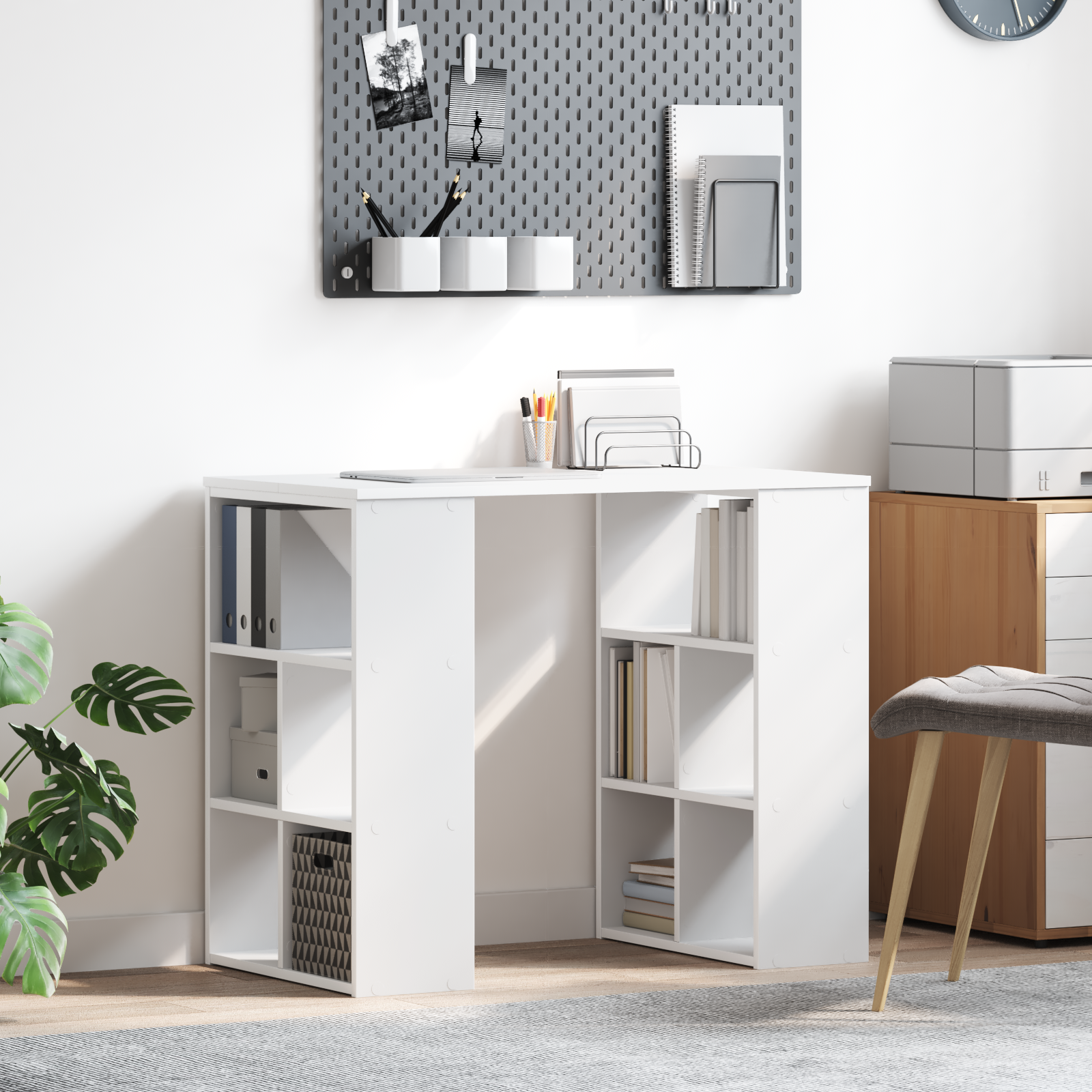 Vidaxl Escritorio Esquinero Mdf Mediano Almacenamiento Blanco , Leroy Merlin