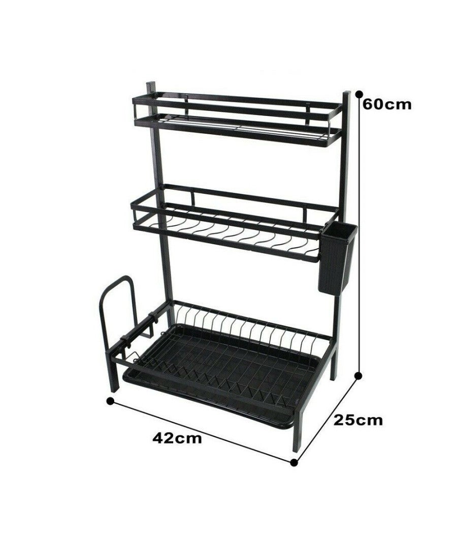 Trade Shop - Scolapiatti Colapiatti Base Appoggio In Acciaio 3 Ripiani 42 X 25x 60 Cm Mj-6014 - - 4