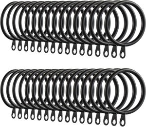 Lot De 50 Anneaux De Rideaux Métal Noir - Diamètre Intérieur 38 Mm - Pour Tringles Jusqu'à 35 Mm