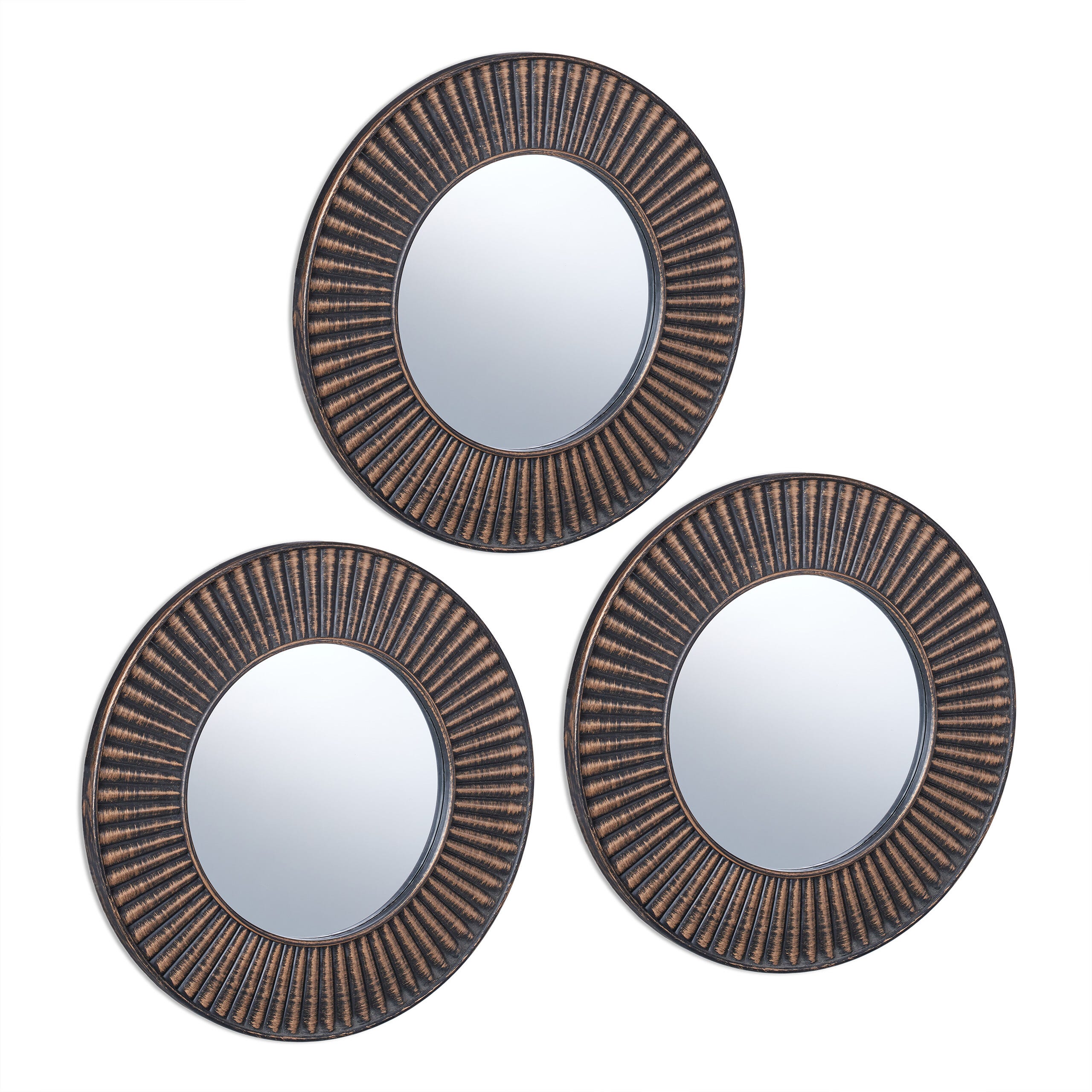Relaxdays Lot de 3 miroirs, rond, large bord, diamètre 25 cm, intérieur ...
