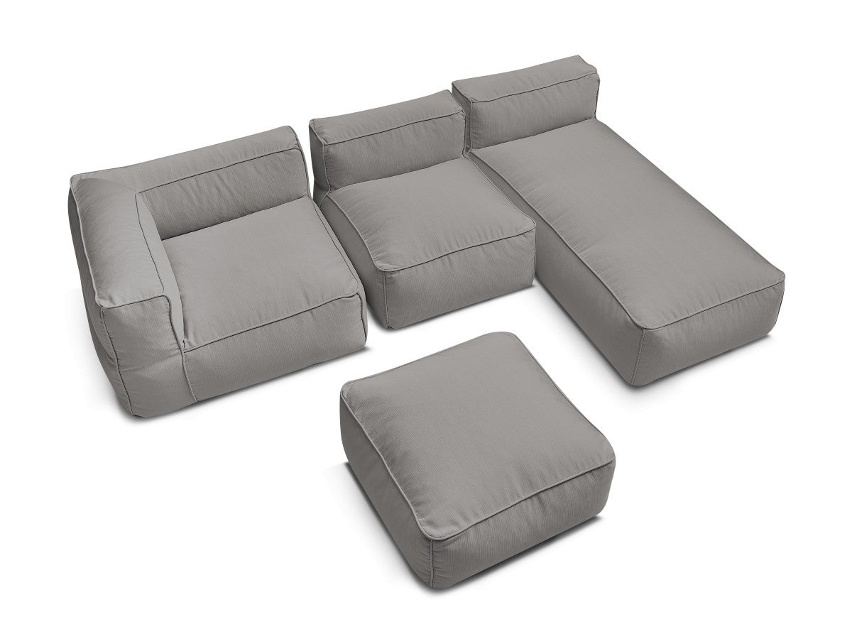 BOBOCHIC Canapé de jardin modulable GIULIA avec bâche de protection, 1 chauffeuse 1 place, 1 angle, 1 méridienne et 1 pouf Gris foncé - 3