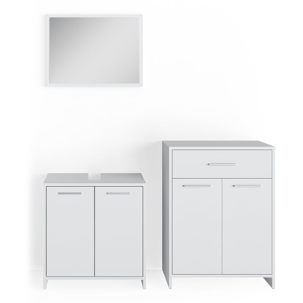 Vicco Zestaw mebli łazienkowych Kiko, Biały, 3 części, z szafką środkową