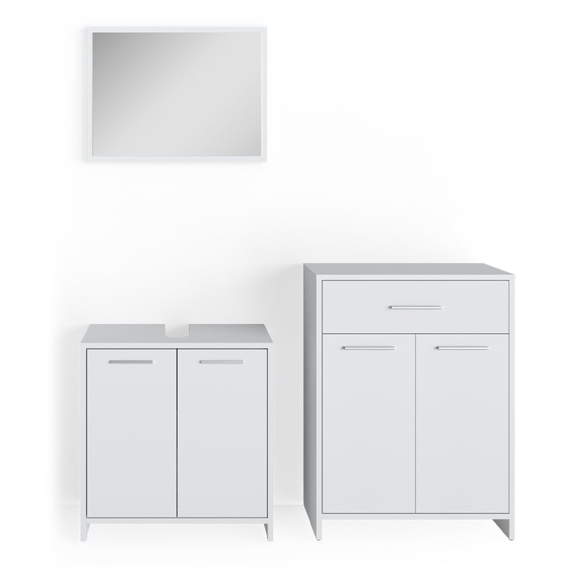 Vicco Zestaw mebli łazienkowych Kiko, Biały, 3 części, z szafką środkową