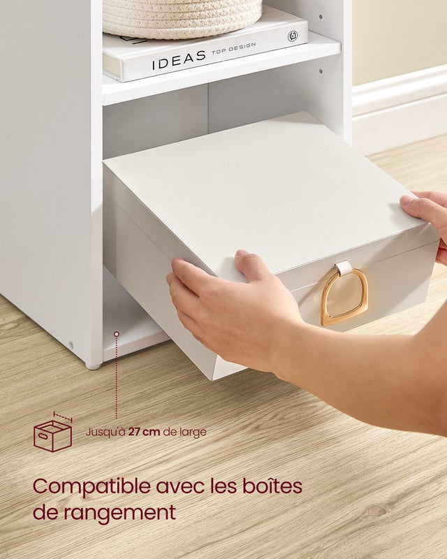Bibliothèque, Étagère sur 6 Niveaux, Meuble de Rangement Ouvert, Étagère, 24 x 30,2 x 160,7 cm, pour Salon, Bureau, Salle à Manger, Blanc Nuage - 5