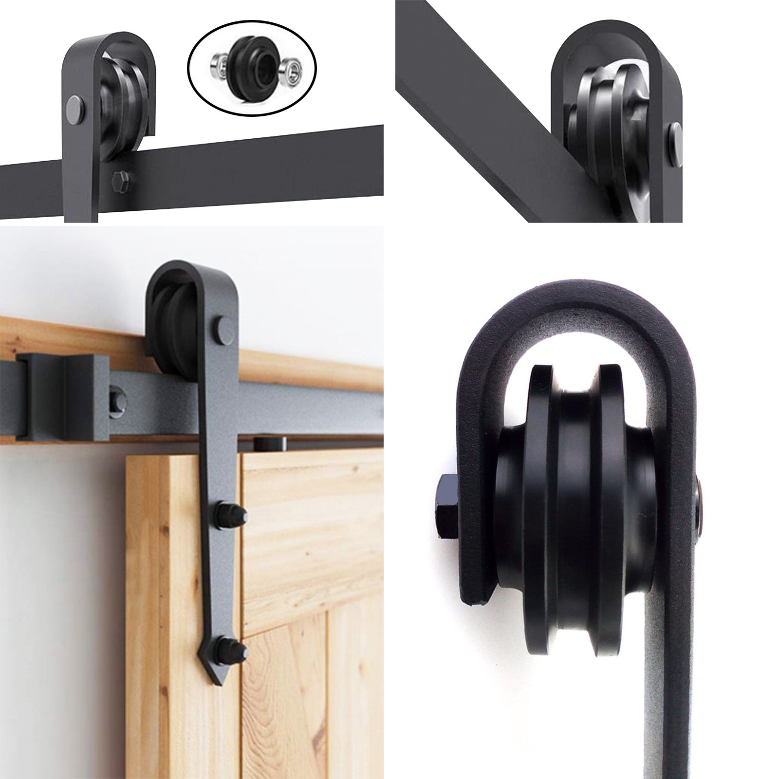 Système de porte coulissante Ensemble d'accessoires pour Rail au sol Rail de porte à rouleau en bois Verre 150kg Pfeil 200CM - 3