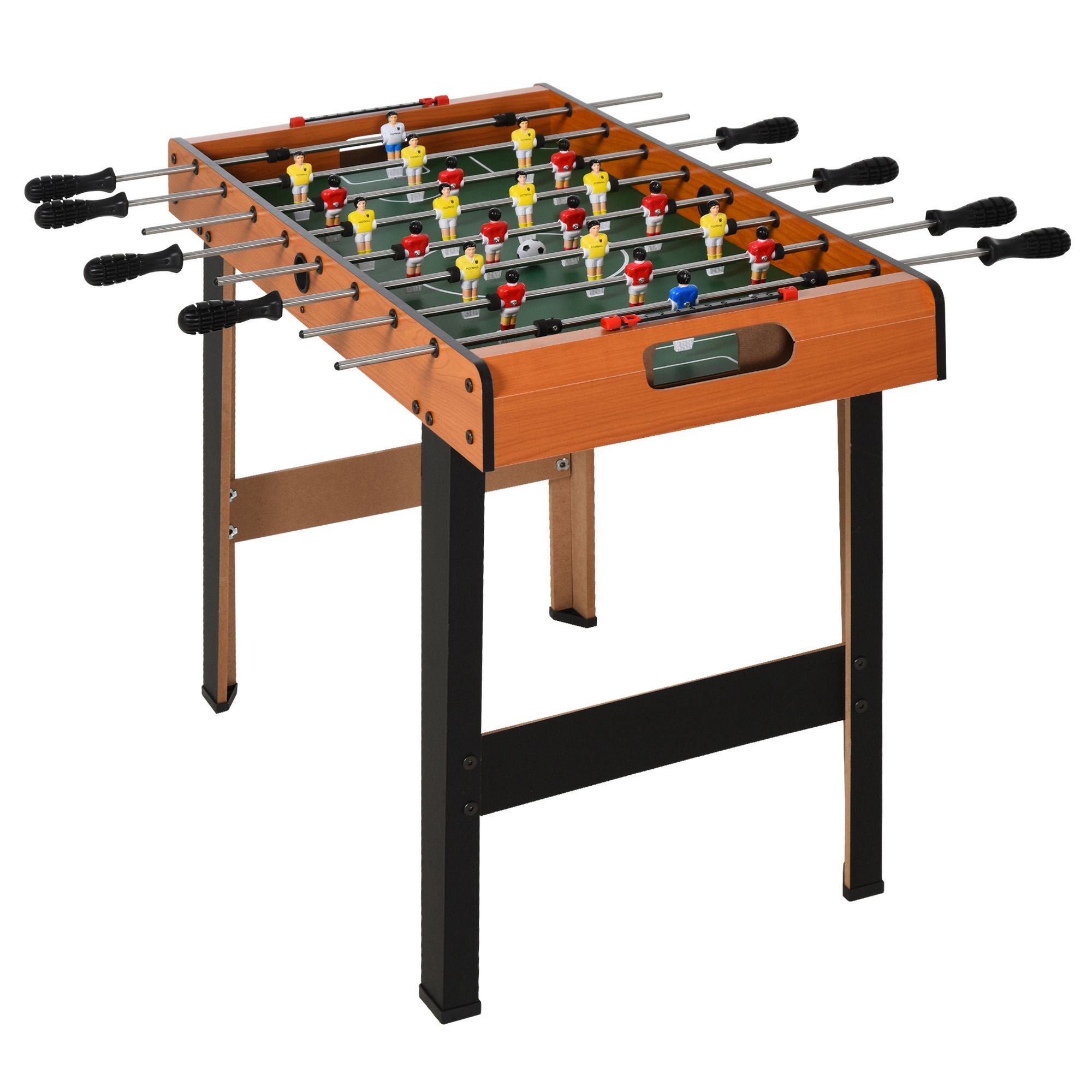 Esta mini mesa de matraquilhos permite até 22 jogadores e inclui 2 bolas e 2 placares. Dimensões: 84,5 cm (C) x 40 cm (L) x 61,2 cm (A). - 2
