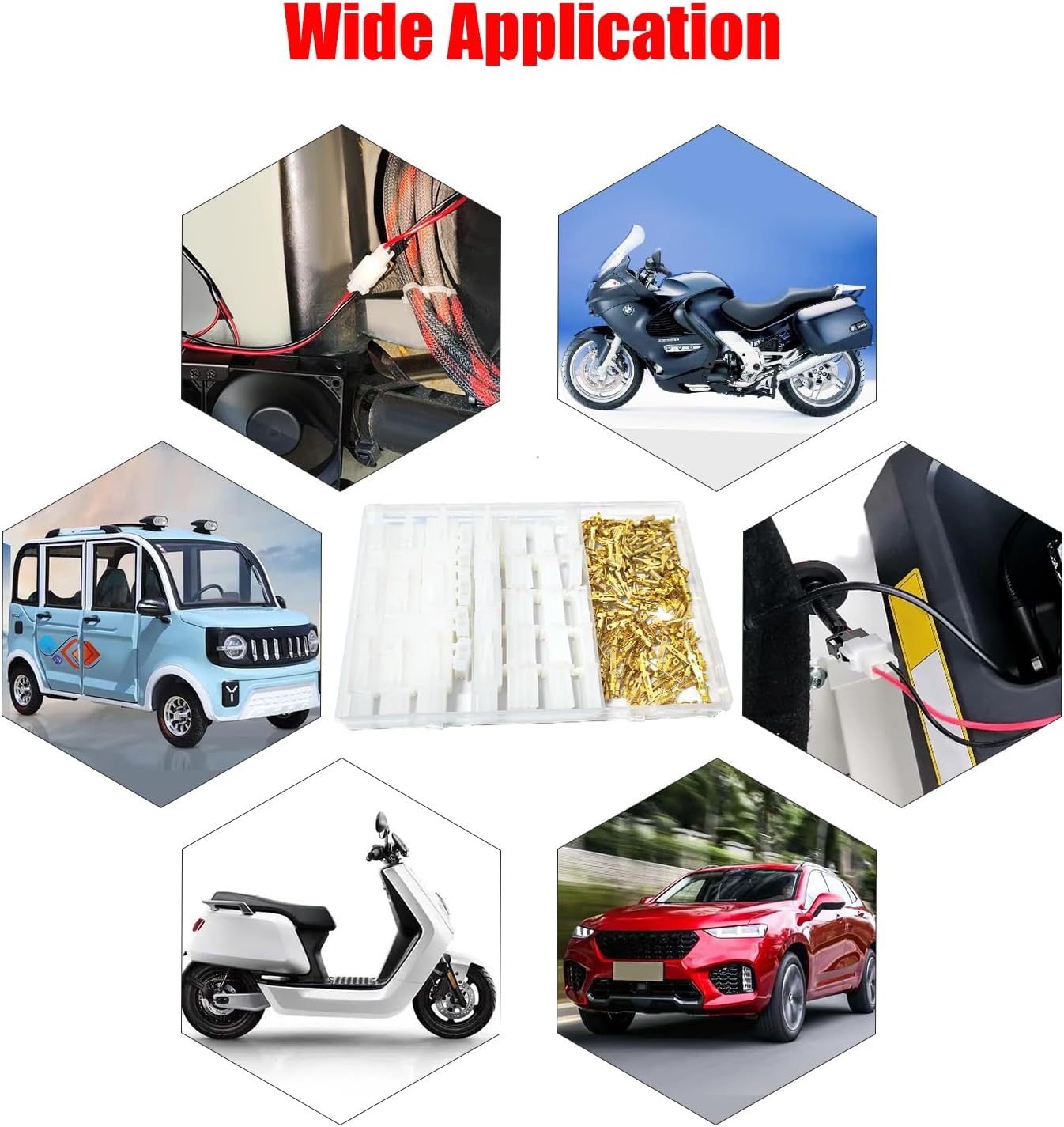 (Blanc)380 Pièces 2.8mm Automobile Connecteur Kit, 2 3 4 6 Broches de Fil Électrique Connecteur et Femelles Sertir Cosse Assortiment, pour Moto - 5