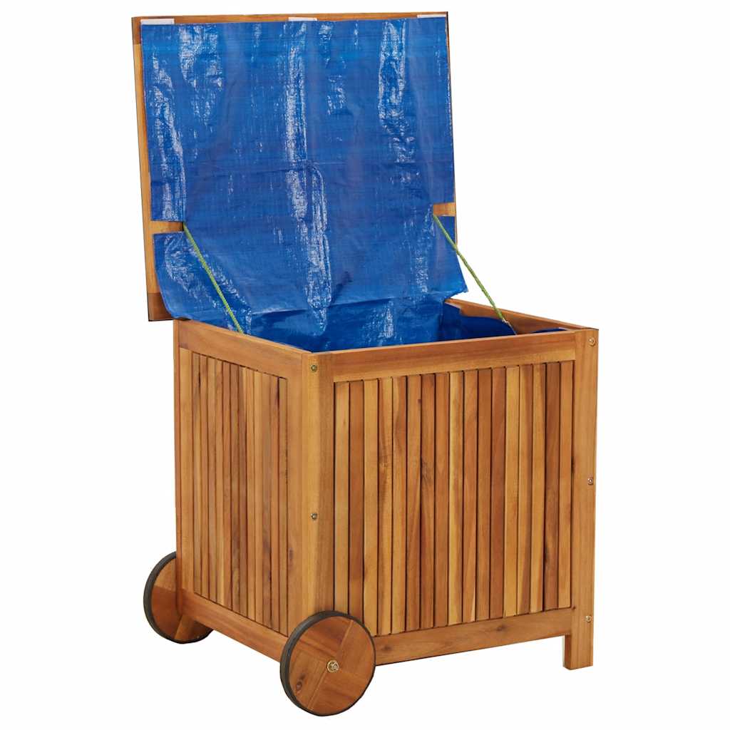 Coffre de jardin à roulettes, en bois d'acacia massif, 60 x 50 x 58 cm - COMFORTXL - 6
