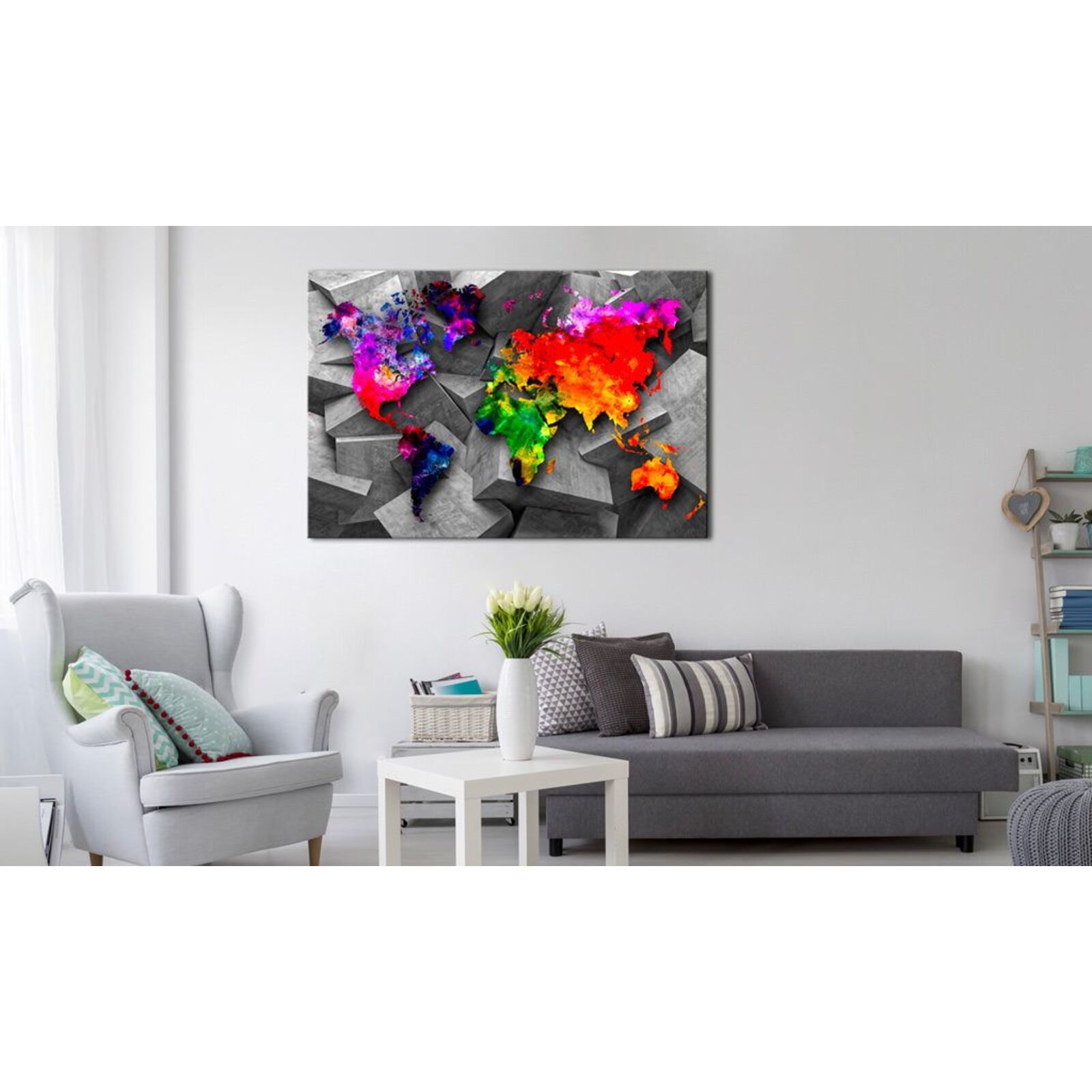 Tableau en liège monde cubique - 120 x 80 cm - 2