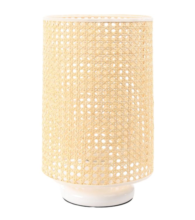 Lampa stołowa BOHO LOW WHITE rattan naturalny