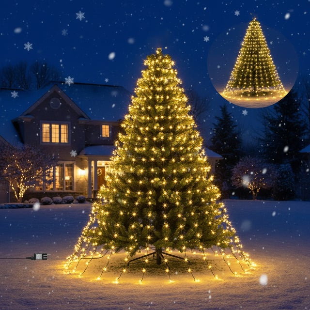 Łańcuch świetlny na choinkę 3 m, 480 diod LED, oświetlenie choinkowe, z pierścieniem, 8 trybów pracy,lampki choinkowe do dekoracji choinki