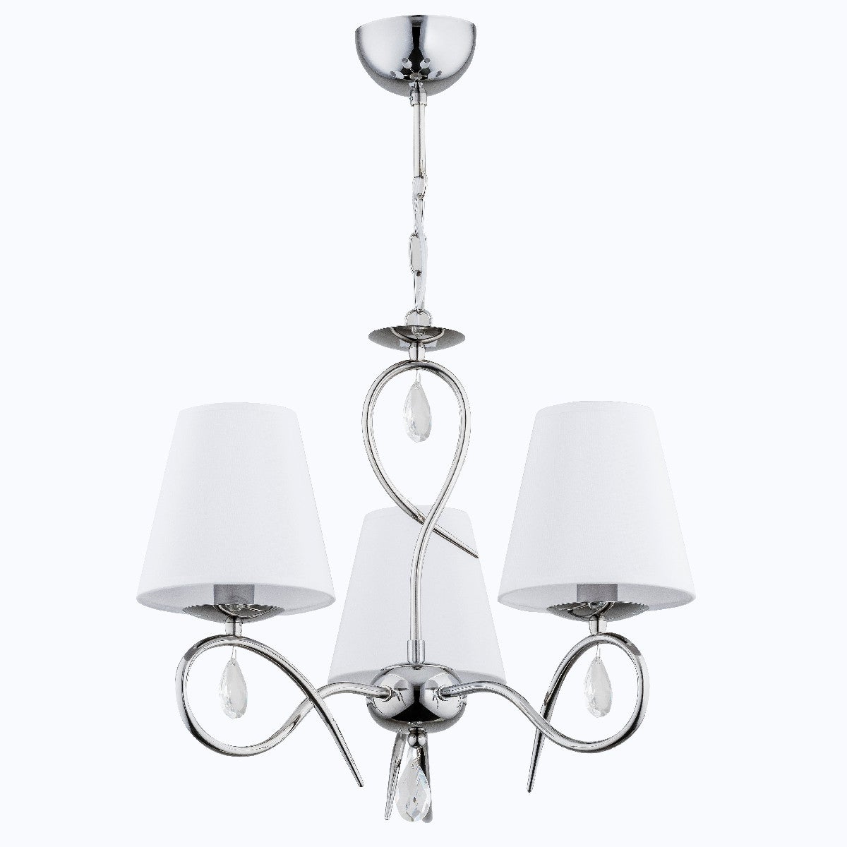 Lampa wisząca Syna chromowana biała-przezroczysty 3xE14x10W dekoracyjna wym: 63 x 56 x 56 cm metal Alfa
