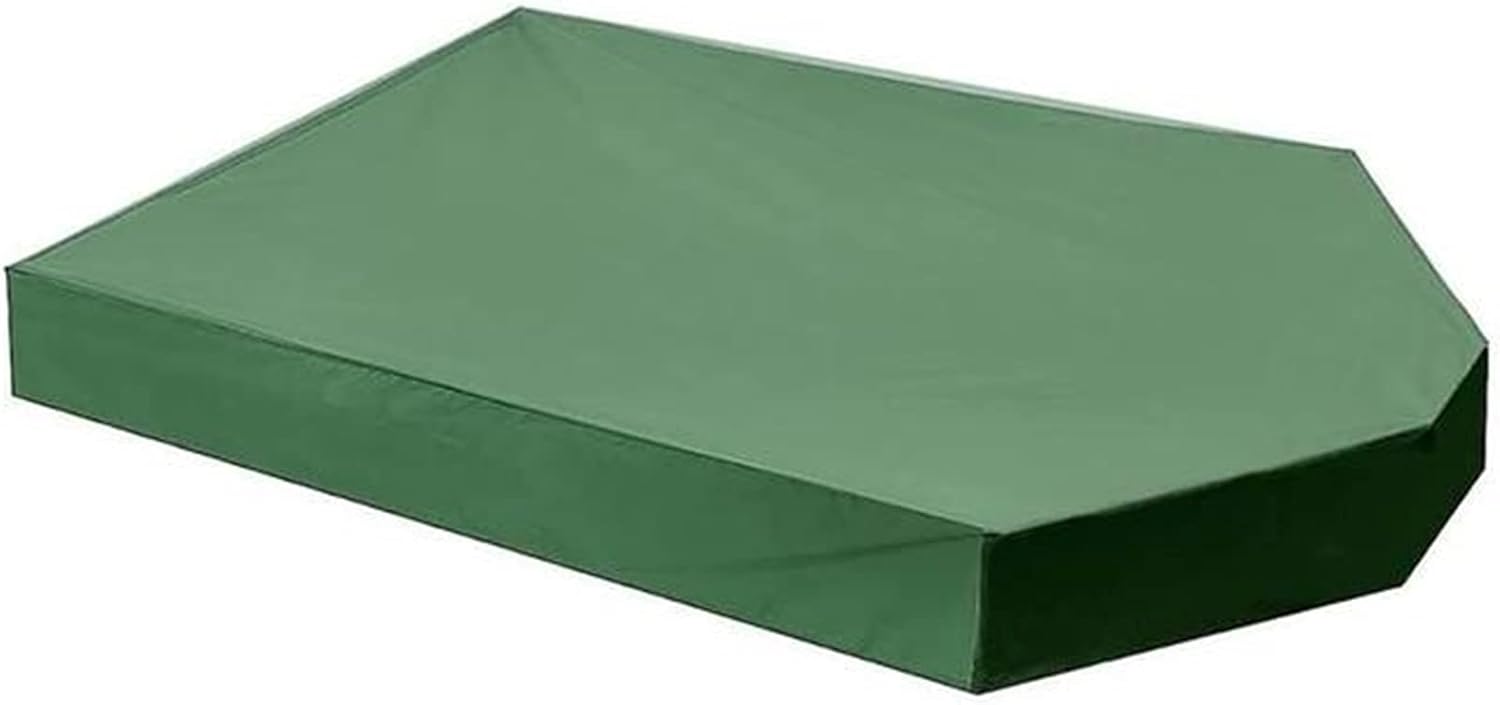 Pokrywa do piaskownicy ogrodowej, wykonana z tkaniny Oxford, wodoodporna i pyłoszczelna, w kształcie łódki ze ściągaczem (kolor: zielony, rozmiar