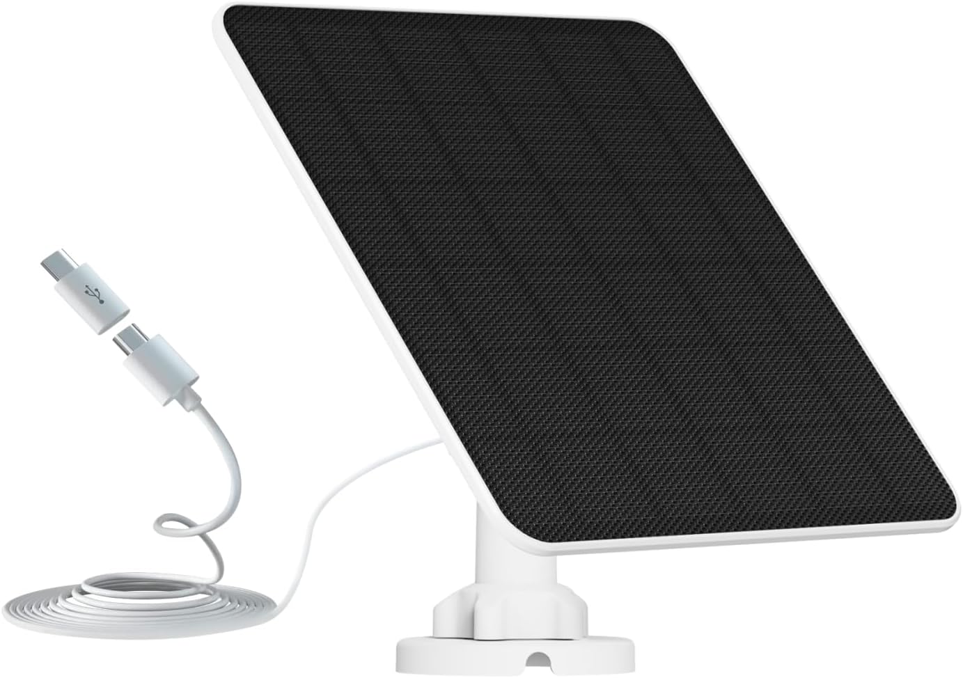 Panneau Solaire Security (5 W) Compatible Avec EufyCam, Panneau Solaire 5 V Avec Port USB-C, Adaptateur Micro USB, IP65 Résistant Aux Intempéries Pour La Surveillance Extérieure Et Le Chargement