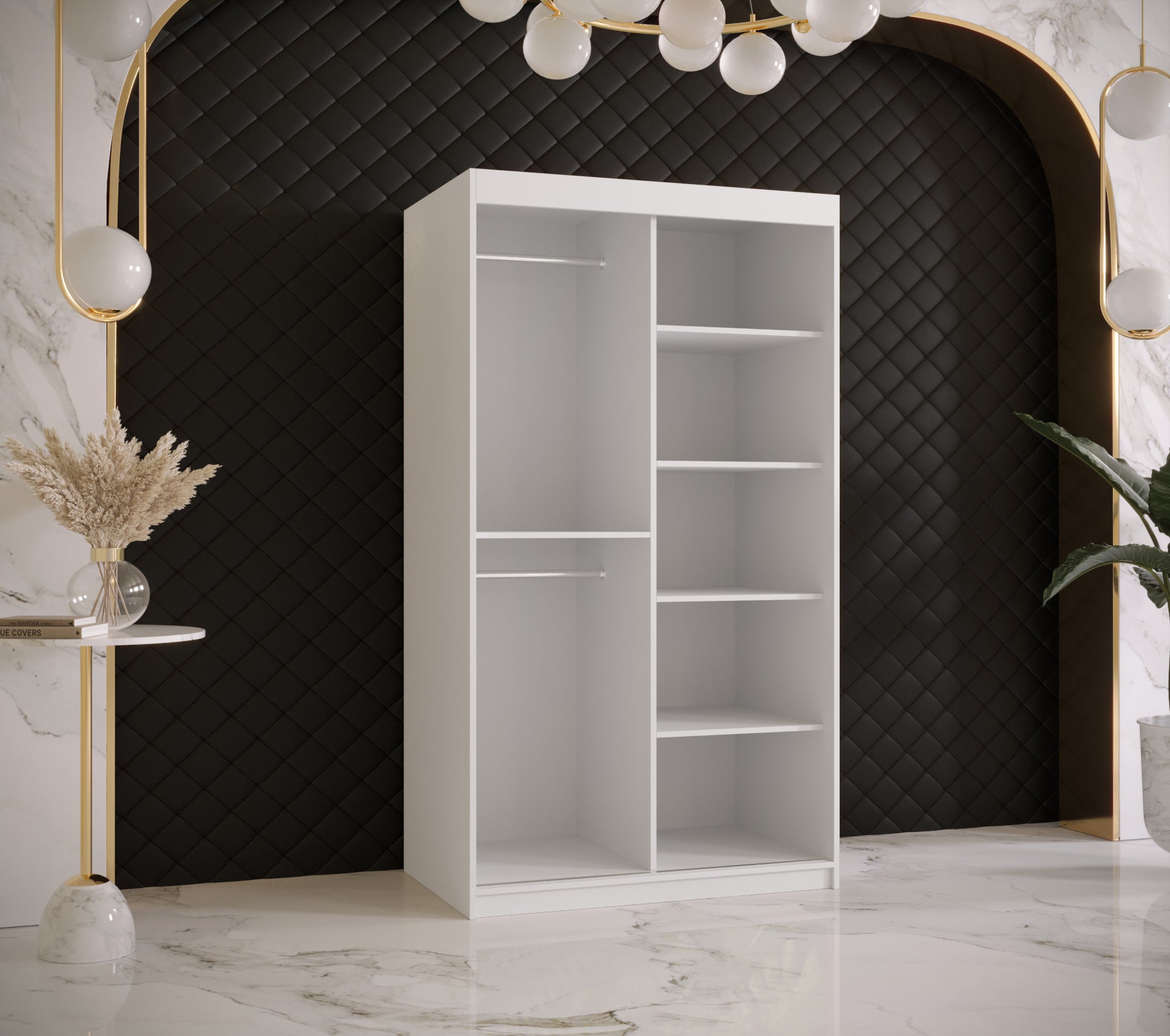 Szafa przesuwna garderoba RIFLO WAVE 1 100 x 62 x 200 cm Biały + Czarny - Abiks Meble - 3