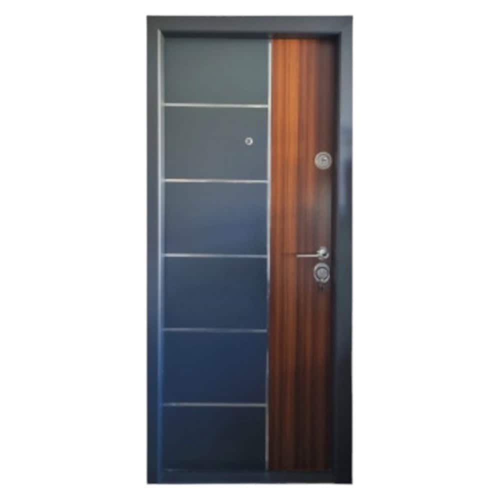 Usa metalica de exterior cu izolatie Novo Doors NDS08, 98x200 cm, deschidere stanga, Compozit, tabla 1.2 mm, toc 7 cm, pentru case, Gri antracit