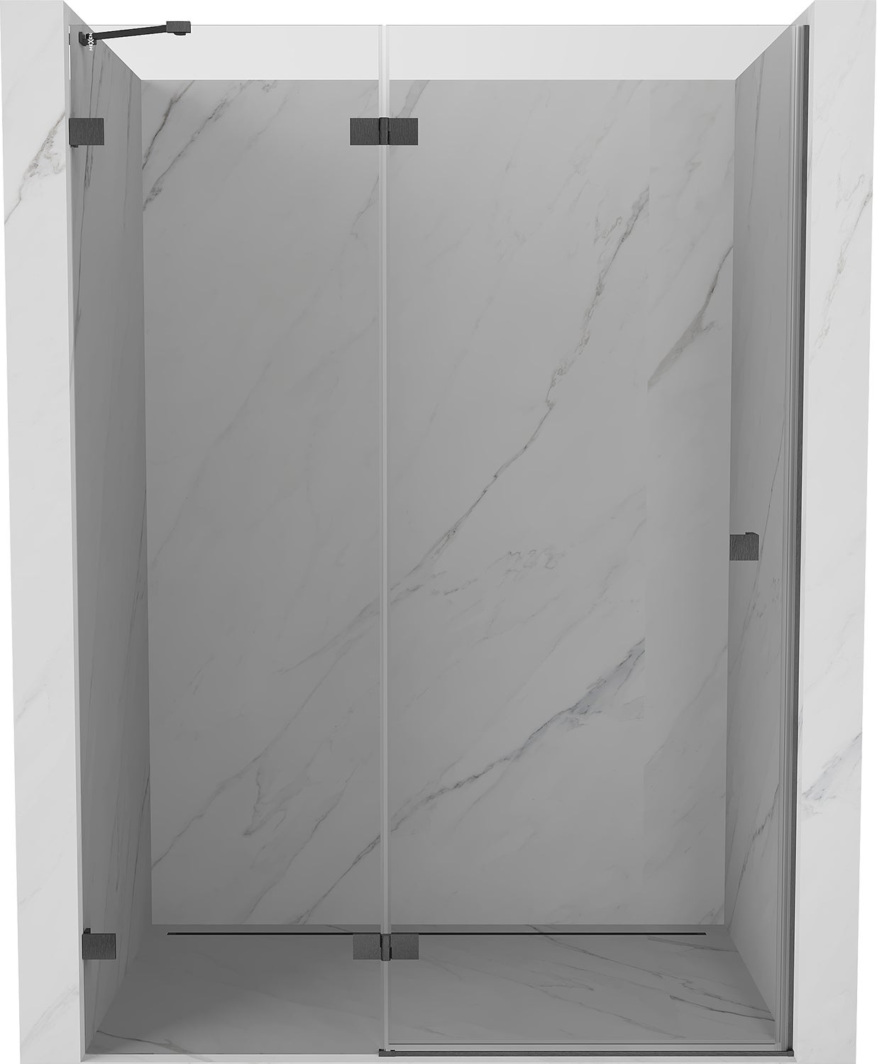 Mexen Lunar drzwi prysznicowe uchylne lewe 135 cm, transparent, gun gray szczotkowany - 834-135-000-66-00-L