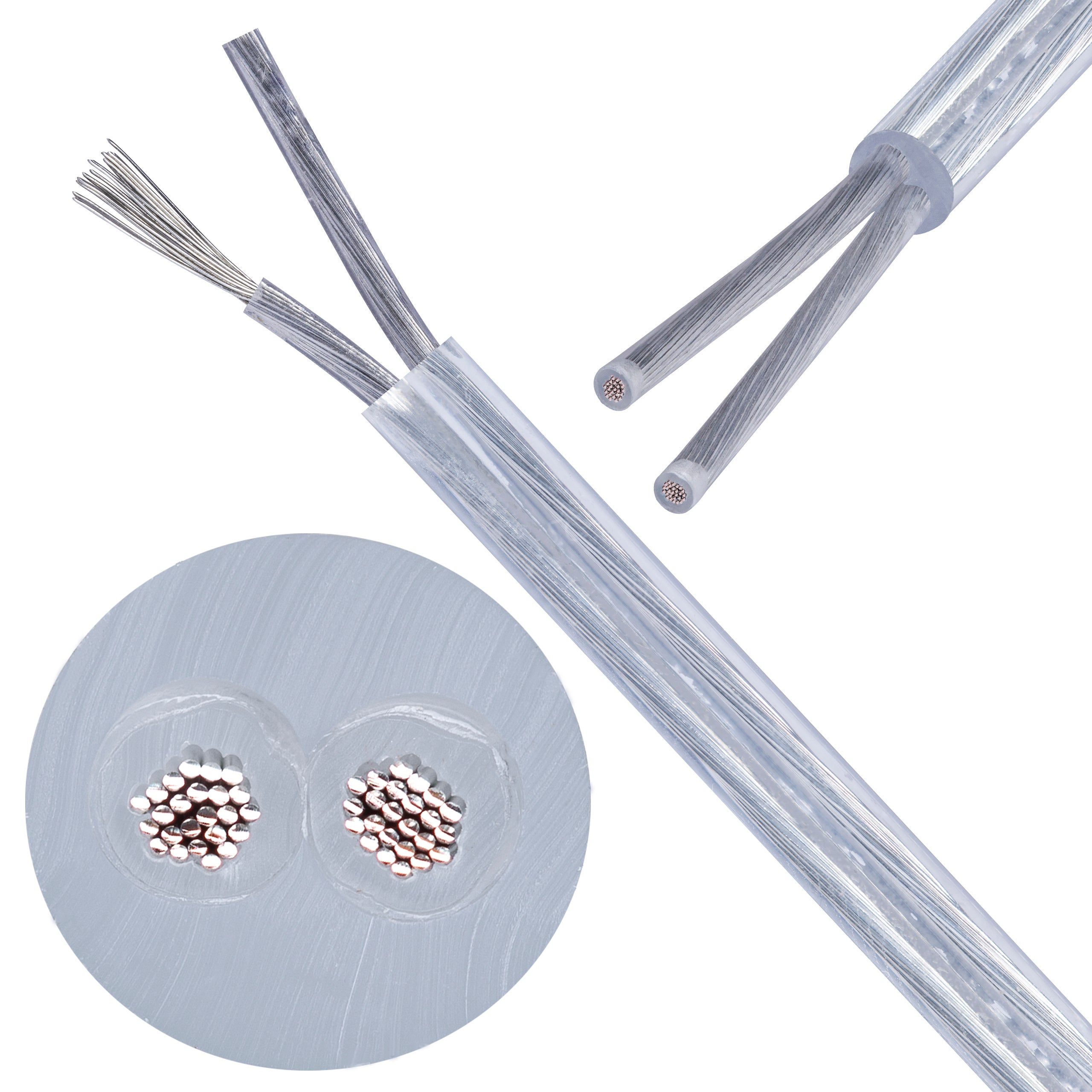 Kabel mieszkaniowy OMY / H03VV-F 2x0,75mm2 transparentny 300/300V giętki linka Alkri 100m