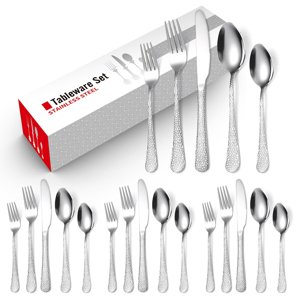 Set Posate 16 Pezzi In Acciaio Con Coltello Forchetta Cucchiaio E Cucchiaino Da Te