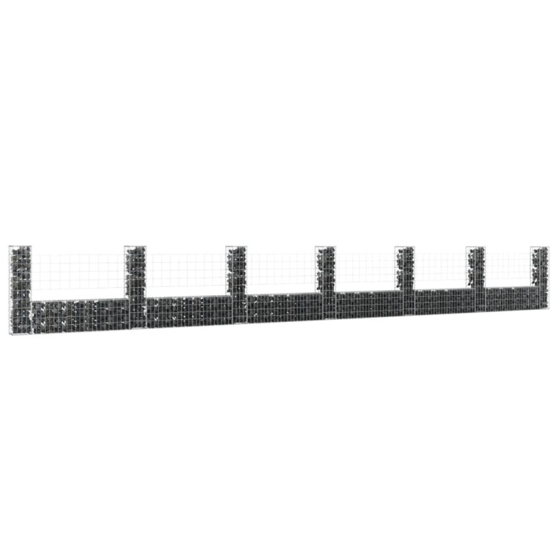 Ogrodzenie gabionowe z 7 słupkami, żelazo, 740x20x100 cm vidaXL