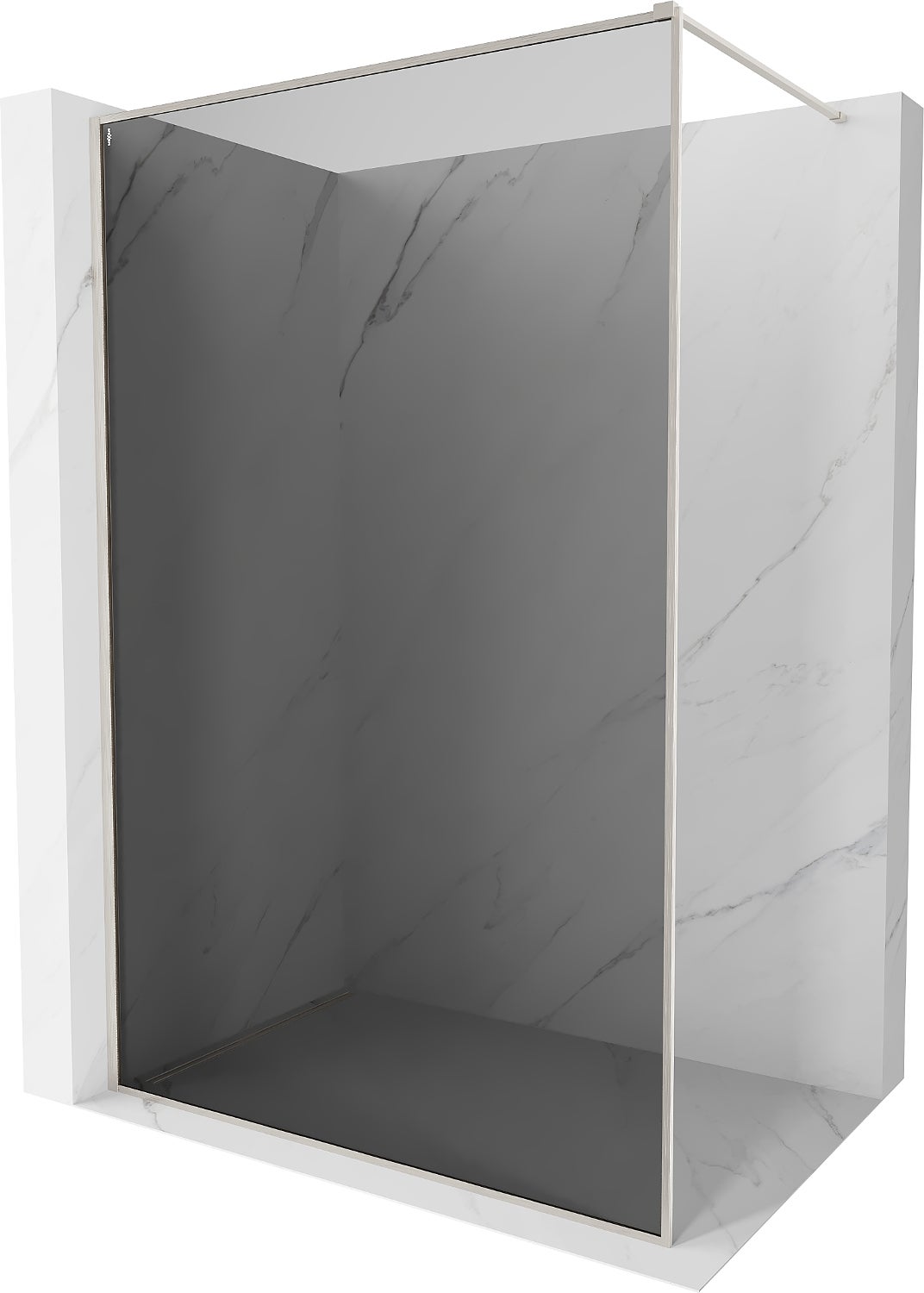 Mexen Kioto-F ścianka prysznicowa Walk-in z ramką 90 x 202 cm, grafit 8 mm, nikiel szczotkowany - 800-090-104-97-40