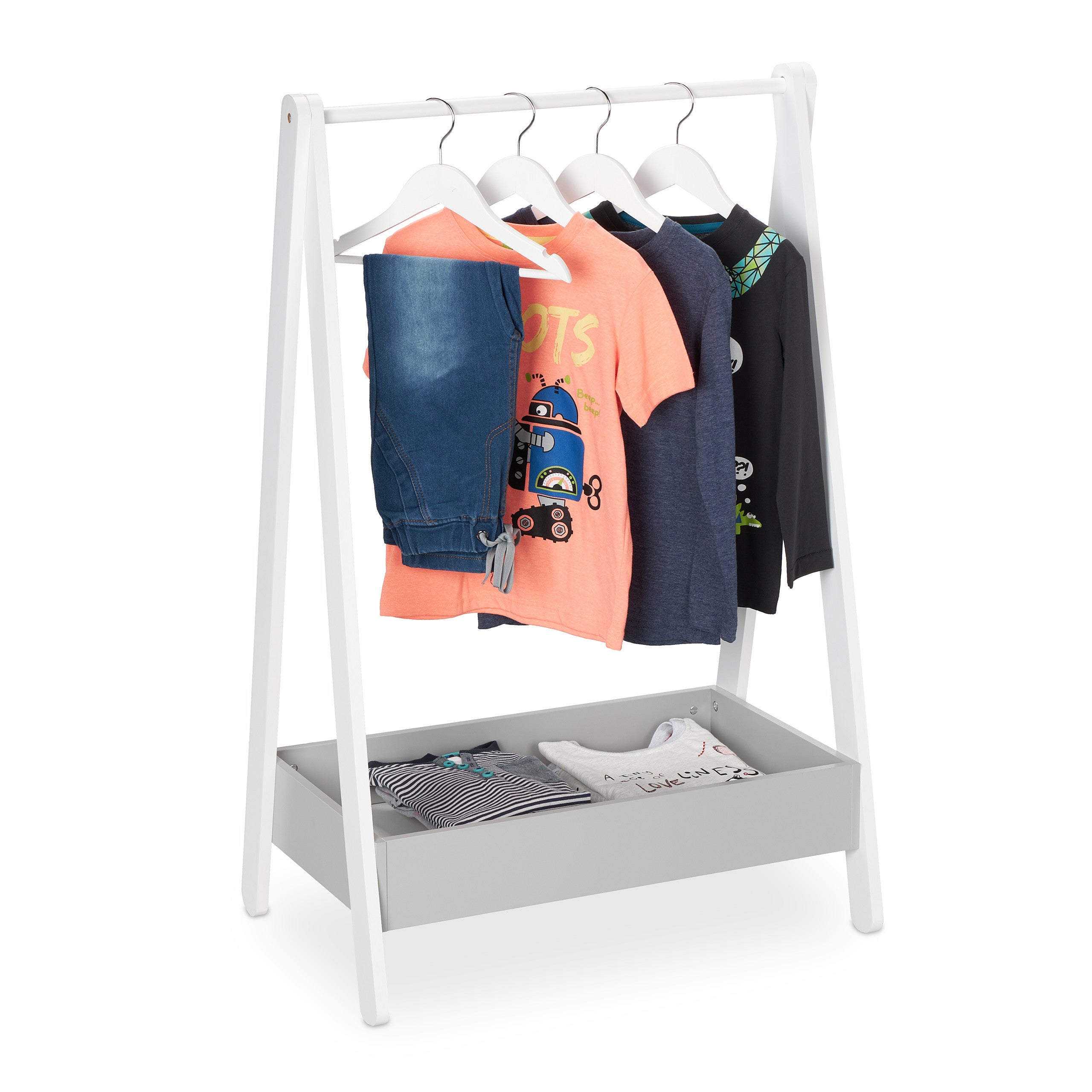 Relaxdays Perchero Burro Infantil, 99 x 63,5 x 42 cm, Armario para Niños  con Balda, Organizador Ropa, Blanco y Gris | Leroy Merlin