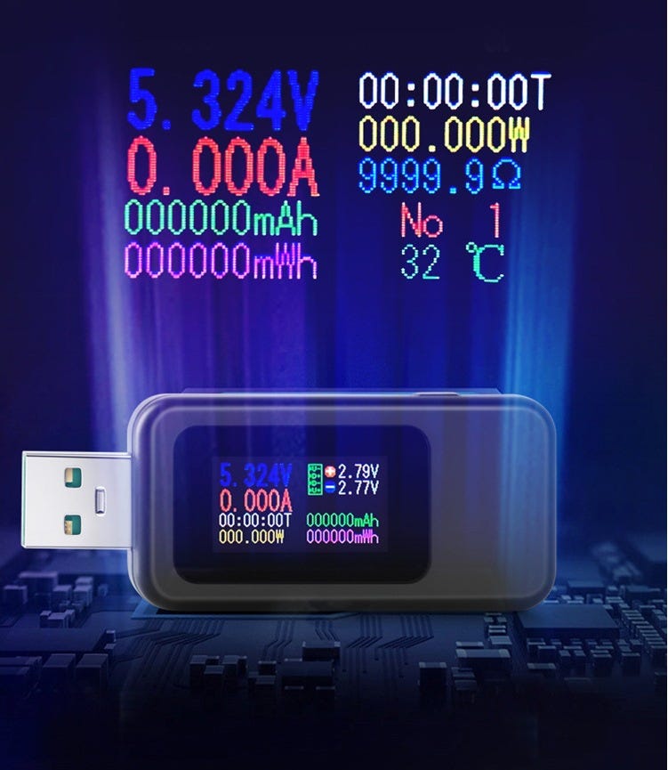 UD24 Testeur USB Type C Voltmètre Ampèremètre - Détecteur PD Charge Rapide Huawei Xiaomi