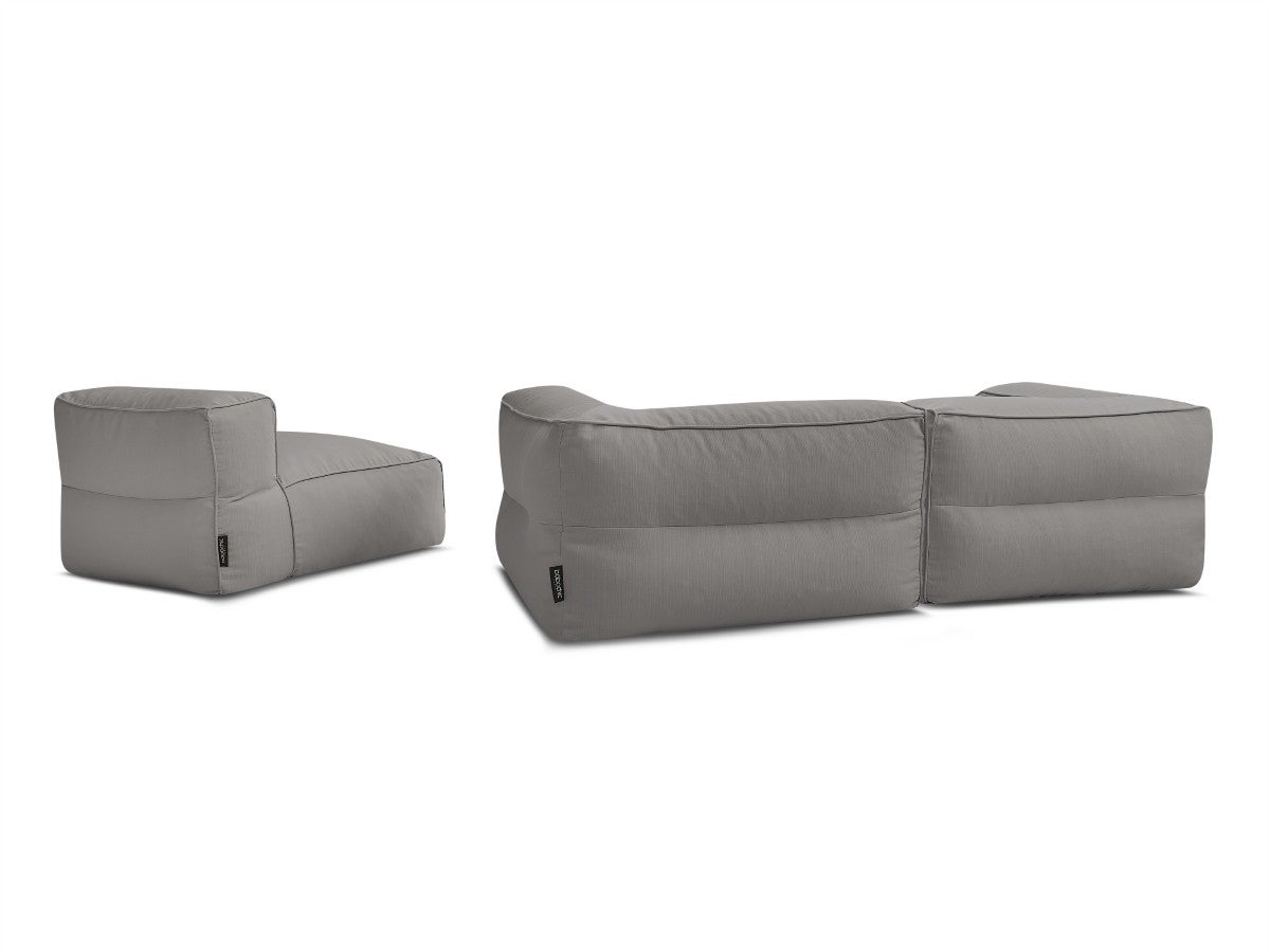BOBOCHIC Canapé de jardin modulable GIULIA avec bâche de protection, 2 angles et 1 chauffeuse 1 place Gris foncé - 4
