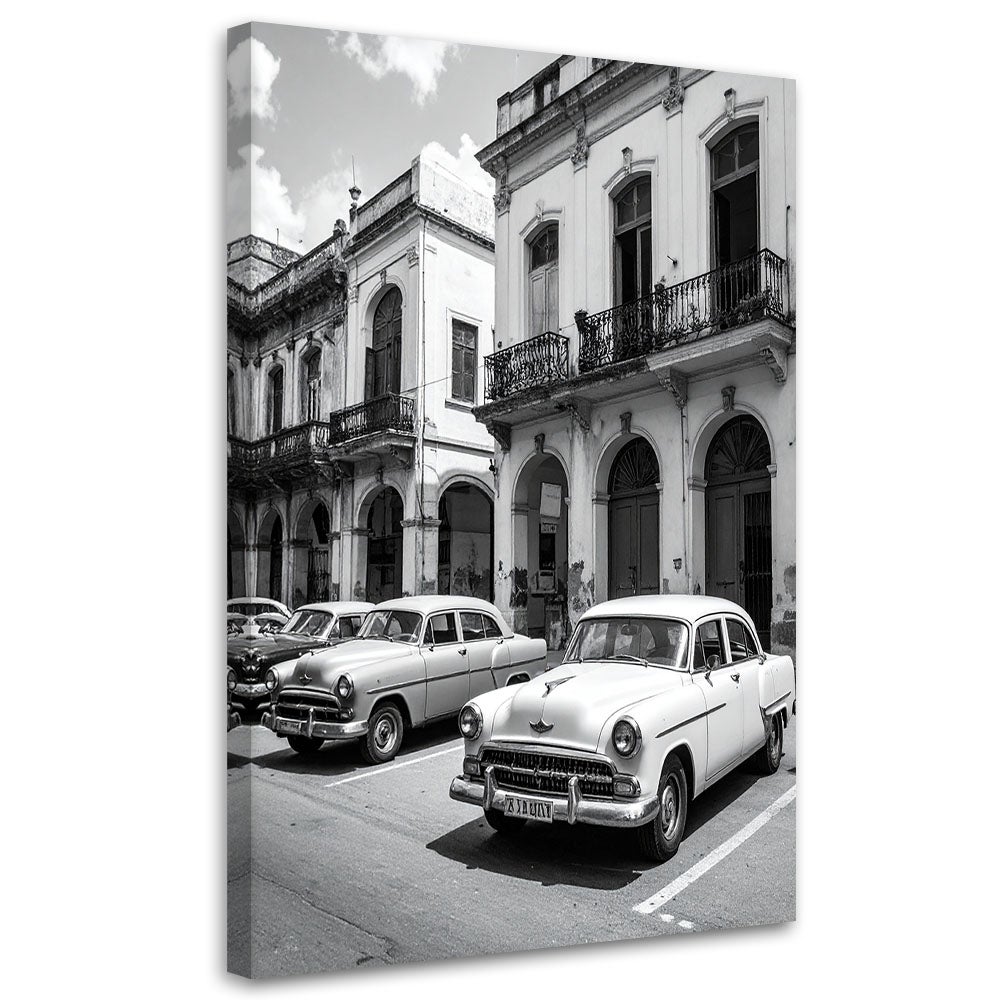 Obraz do salonu biura gabinetu, Retro samochody stojące na ulicy w Hawanie na Kubie 70x100
